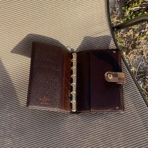 Louis Vuitton Agenda PM Ebene Planner with Gold Accents